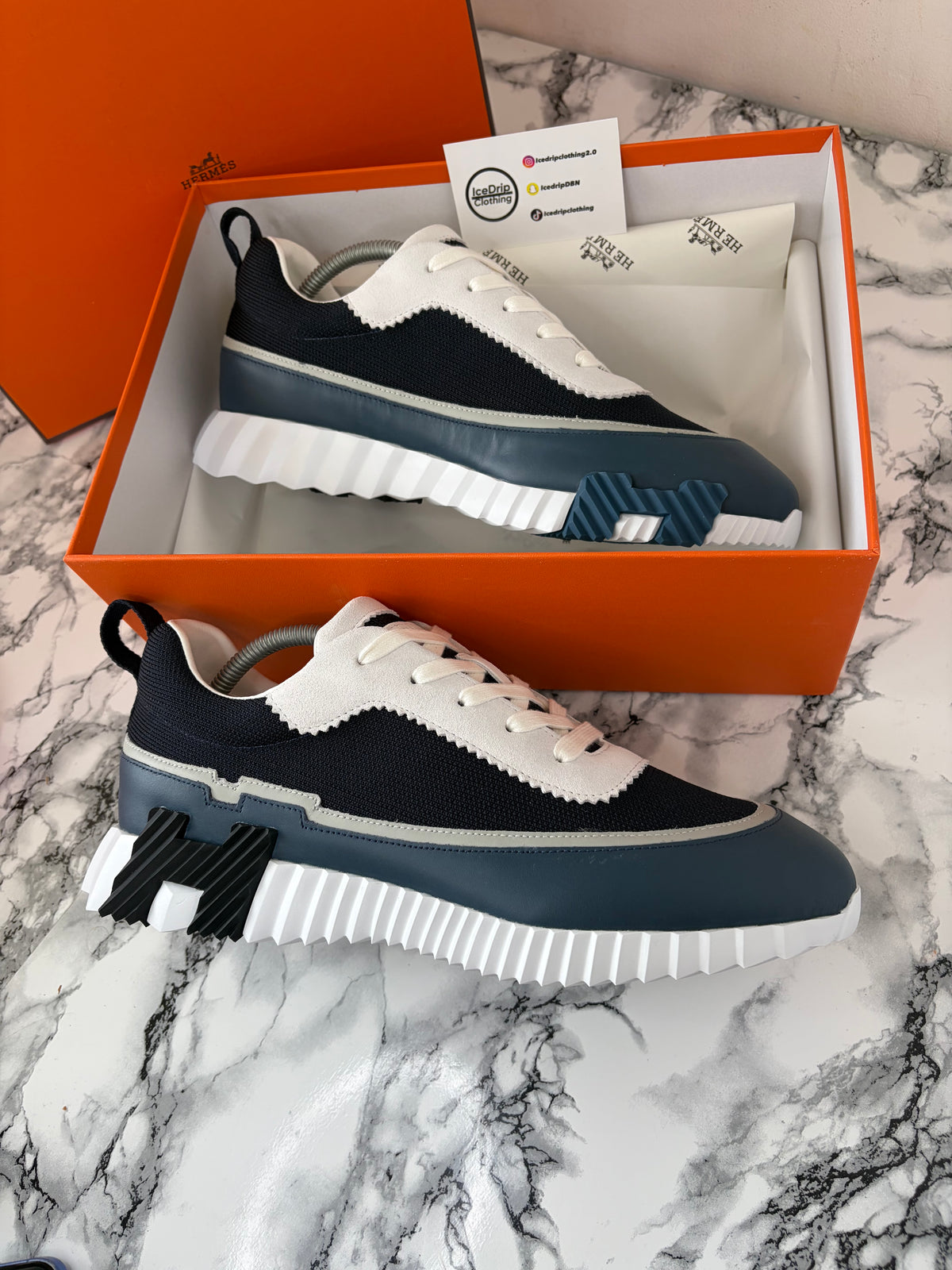 Hermes “Bouncing Sneaker” Navy/Black/White