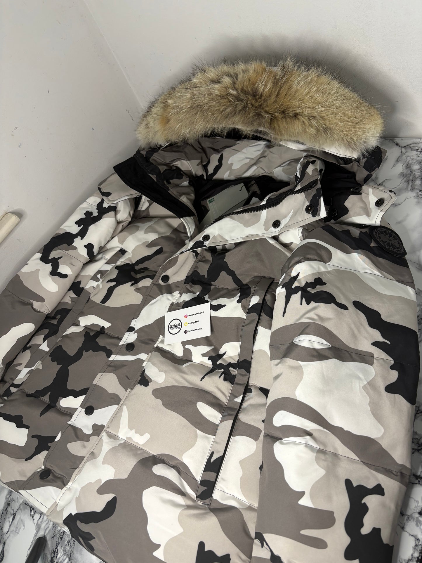 Canada goose white grey camo expedition Wyndham parka