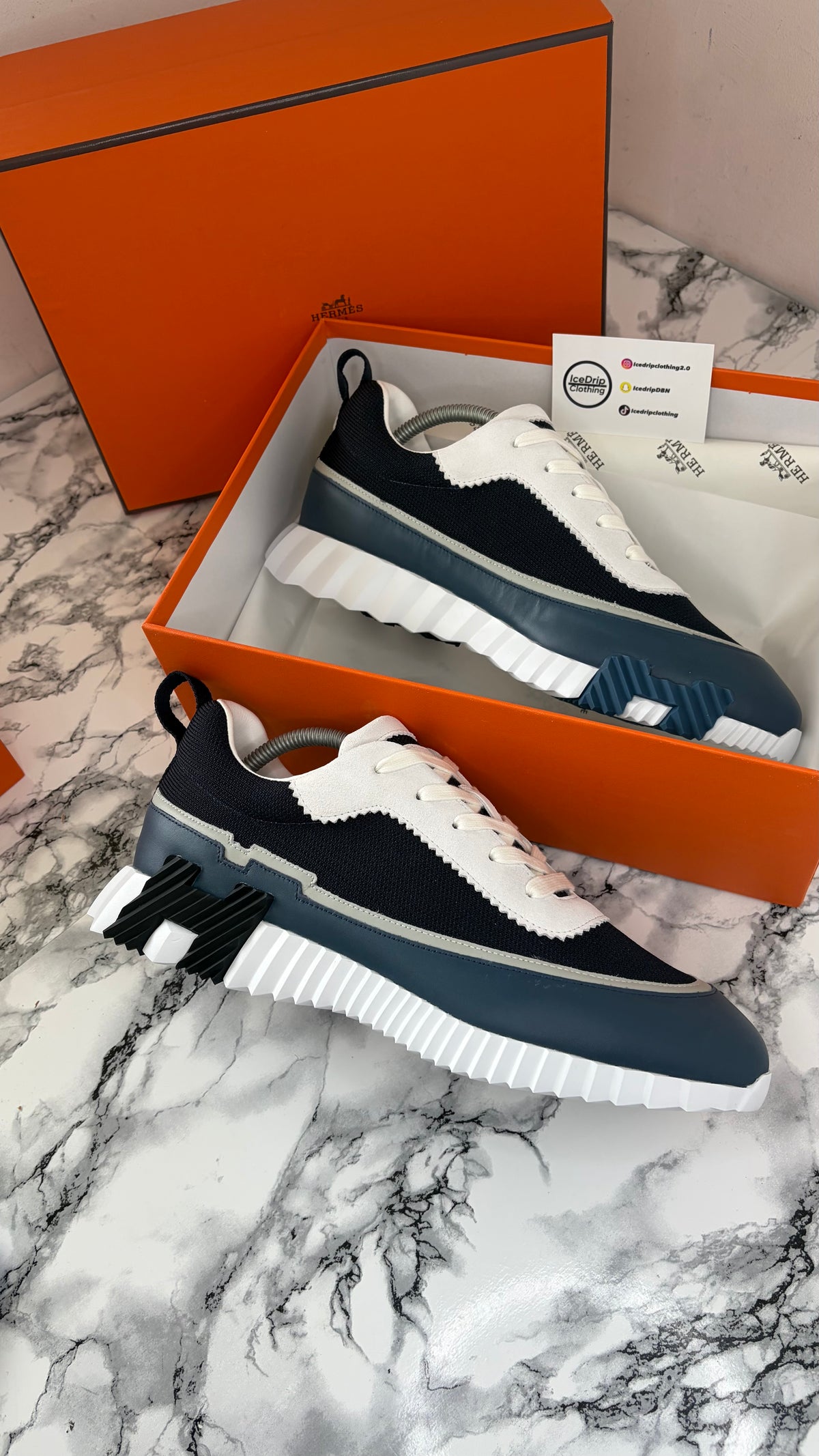 Hermes “Bouncing Sneaker” Navy/Black/White