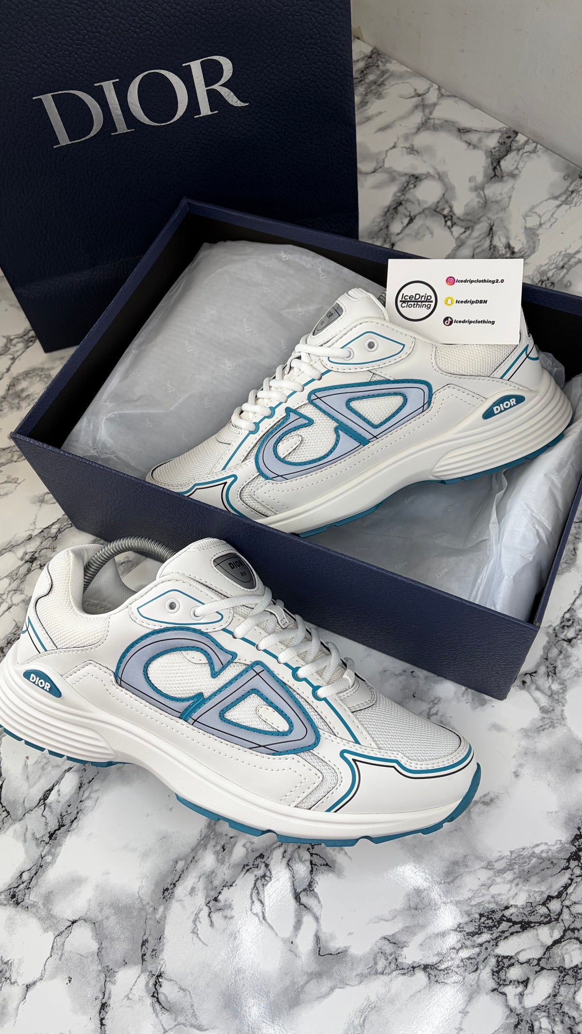 Dior b30 Blue Thread / White