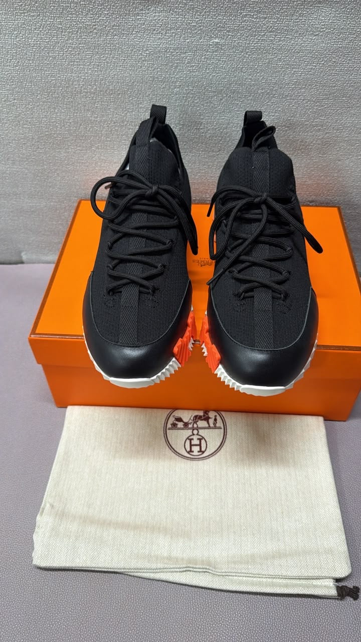 Hermes lace up bouncing sneaker Black/White/Red