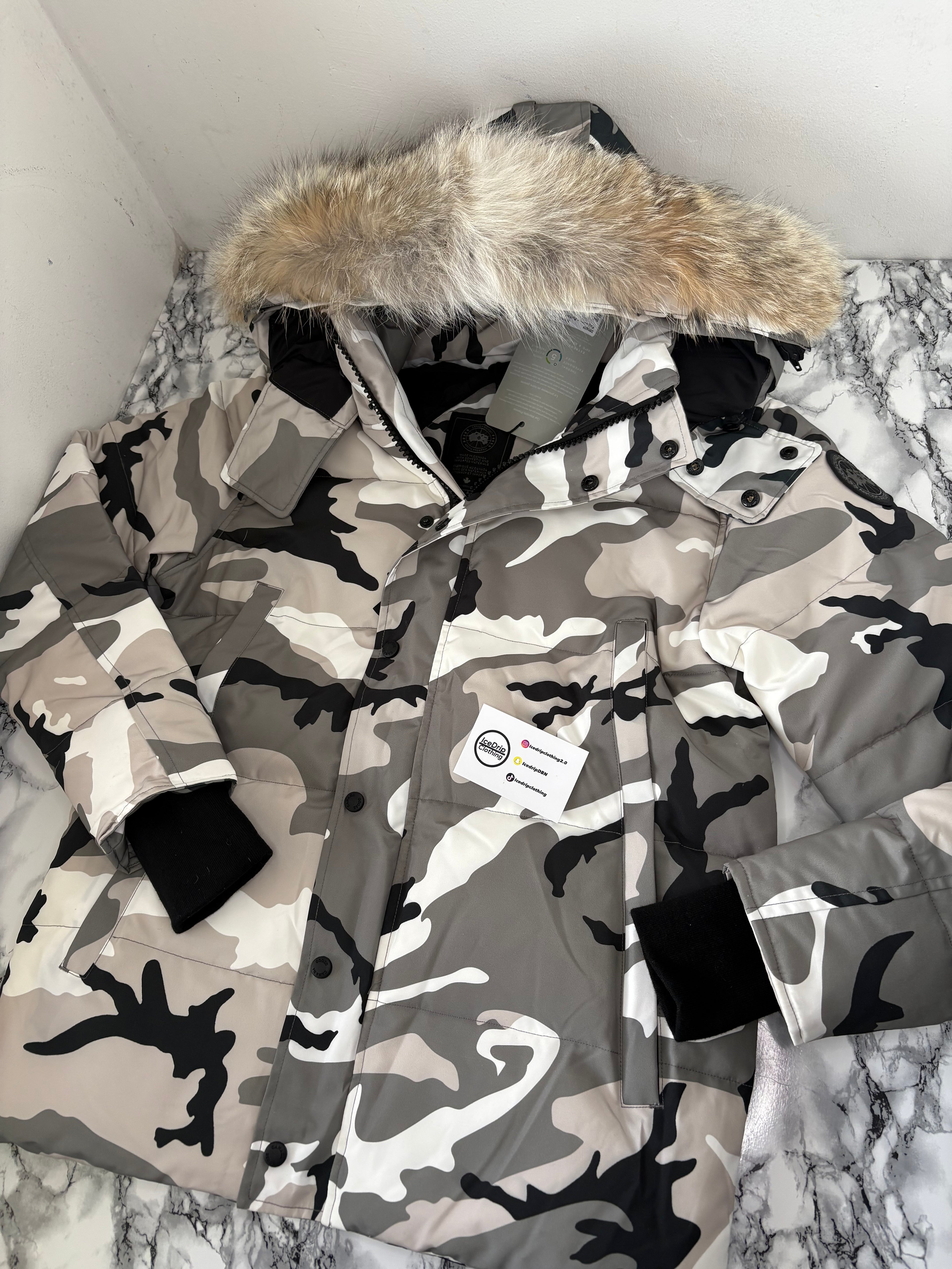Canada goose white grey camo expedition Wyndham parka