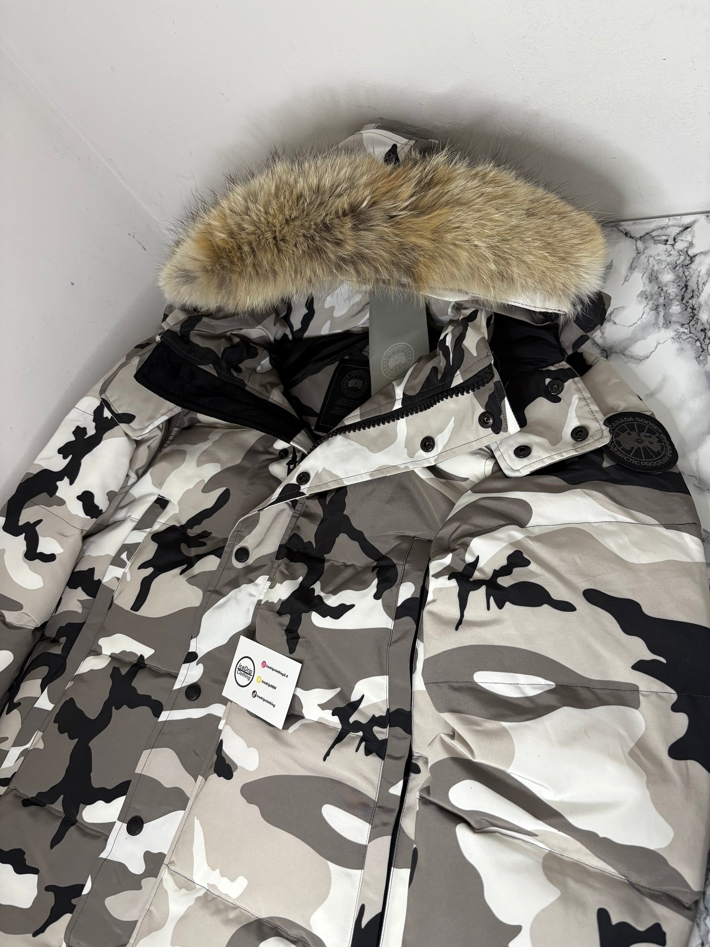 Canada goose white grey camo expedition Wyndham parka