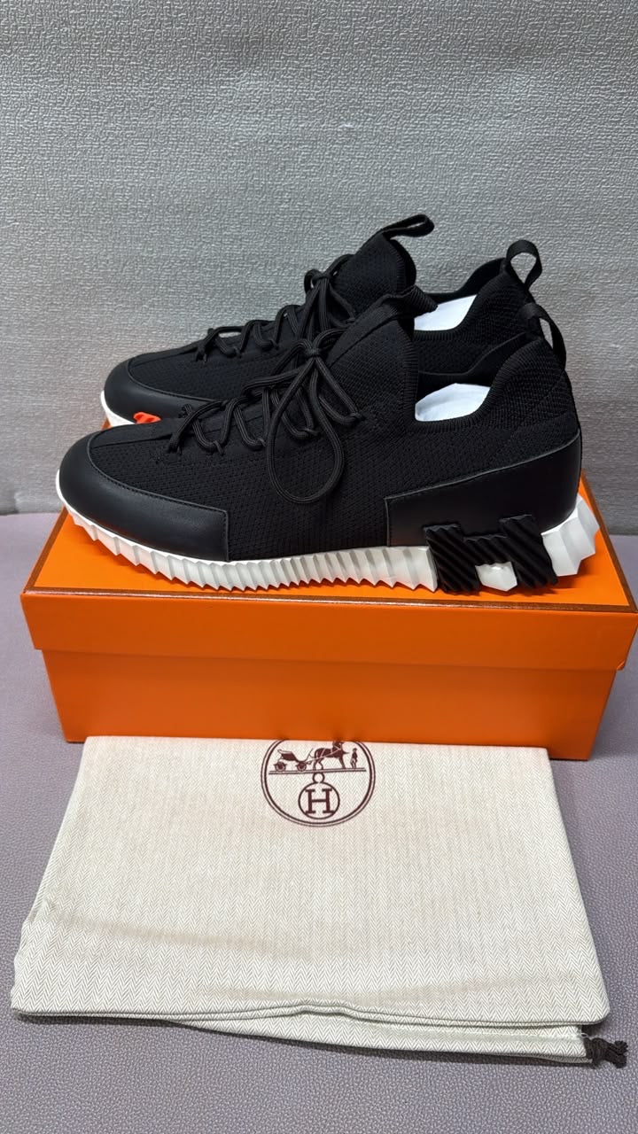 Hermes lace up bouncing sneaker Black/White/Red