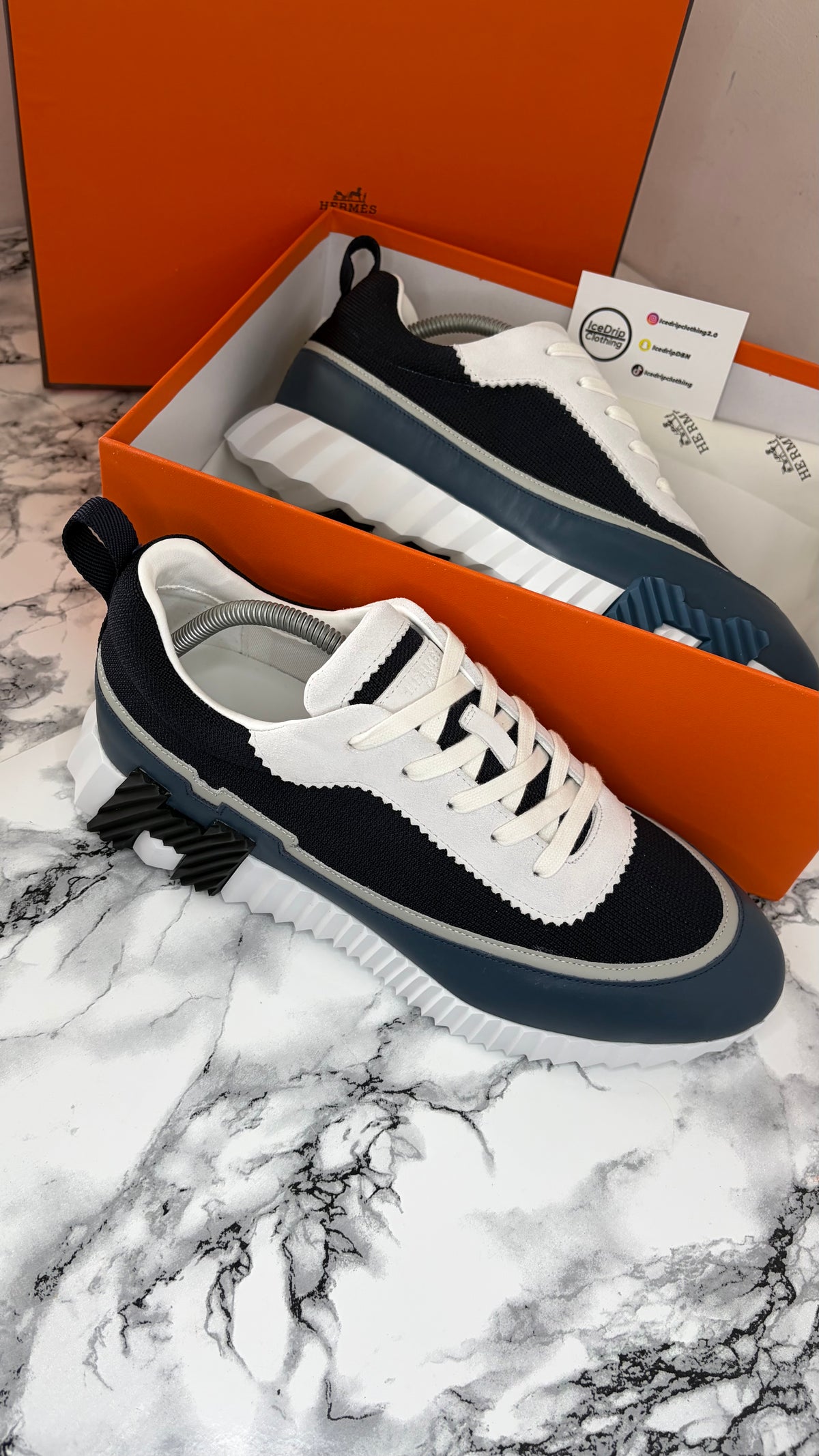 Hermes “Bouncing Sneaker” Navy/Black/White