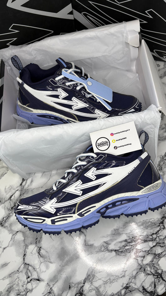 Off white “be right back” Blue navy white
