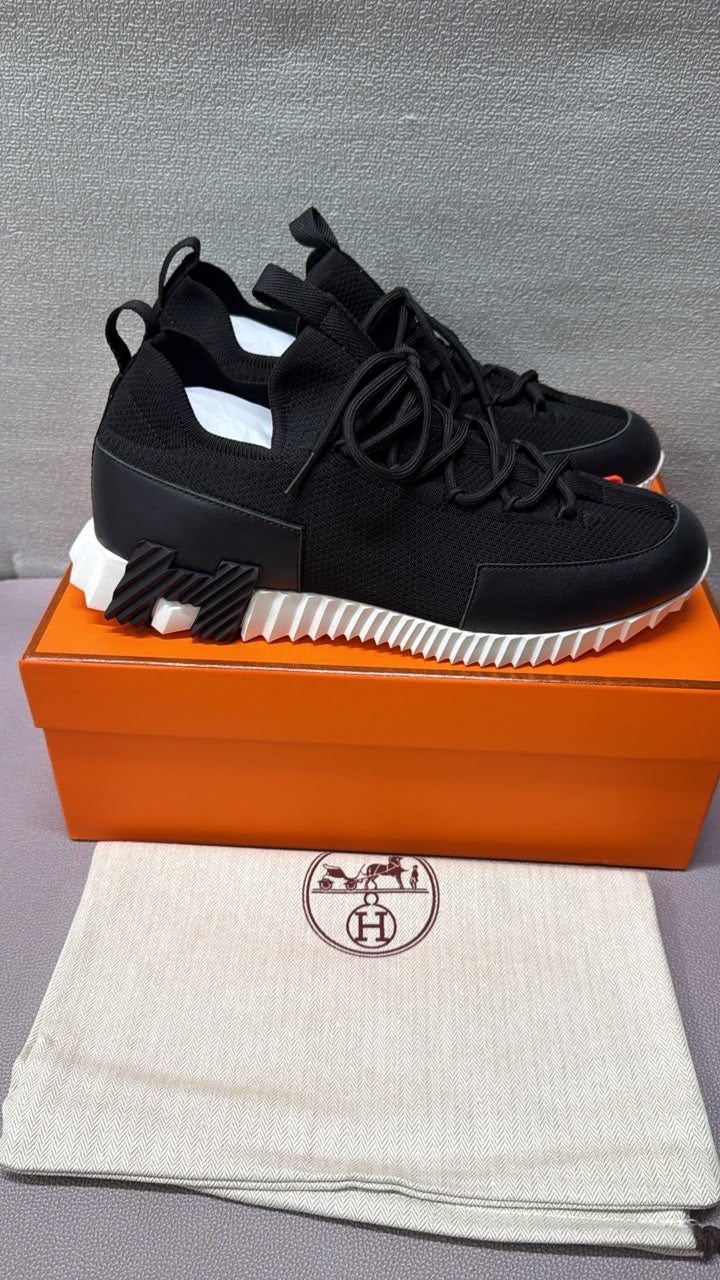 Hermes lace up bouncing sneaker Black/White/Red