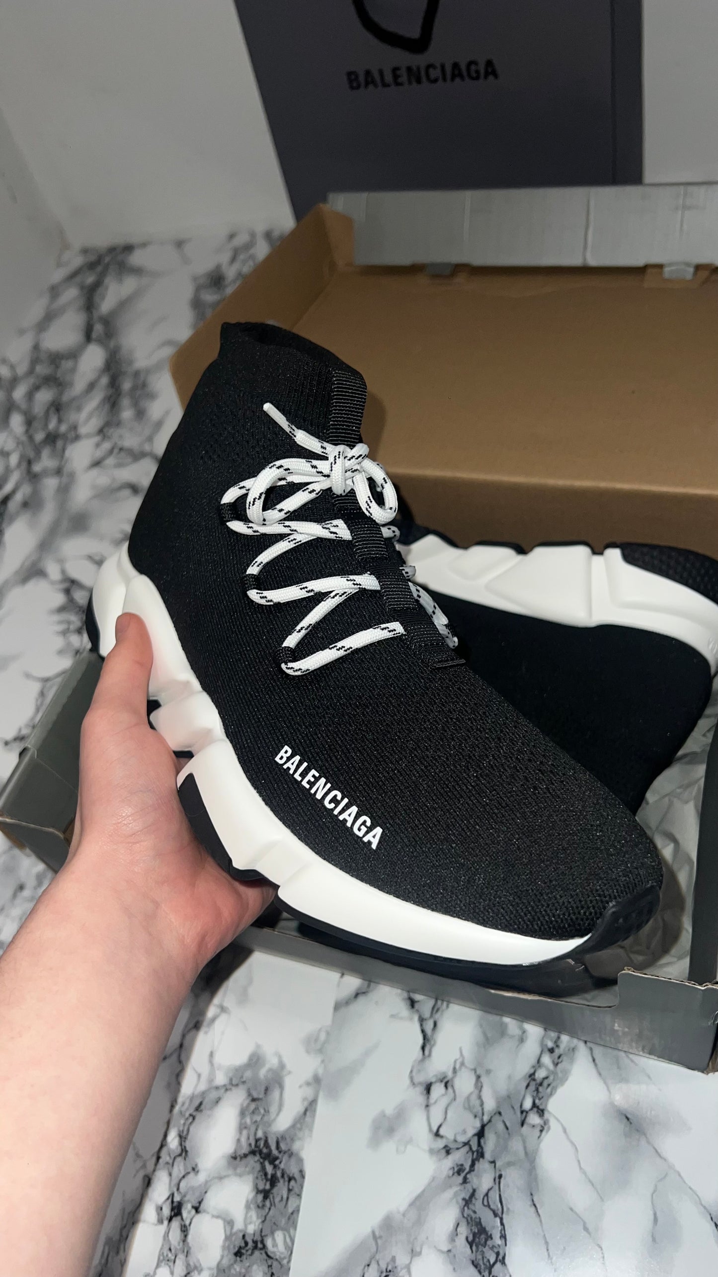 Balenciaga speed lace , black/white