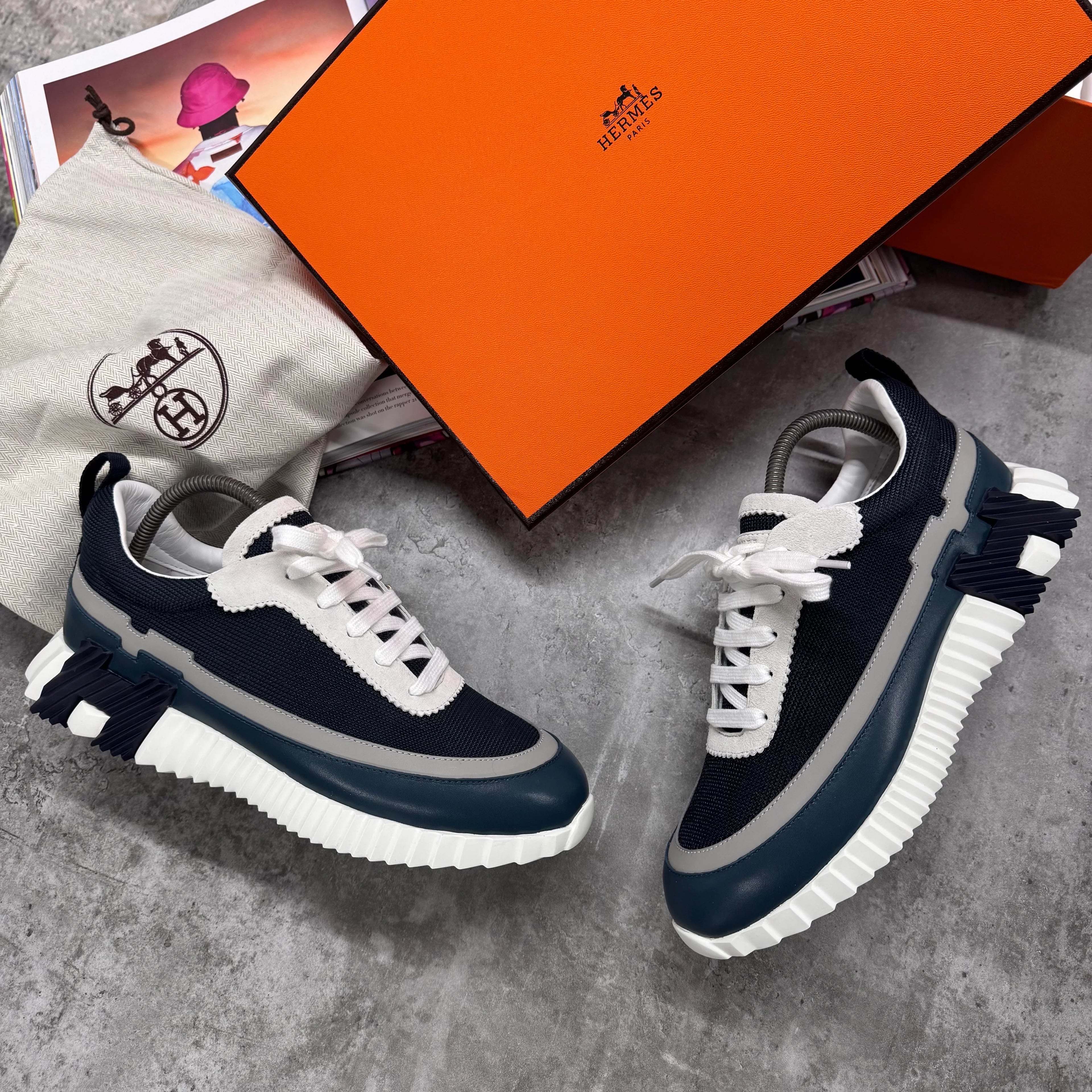 Hermes Bouncing sneaker / White/Navy/Black