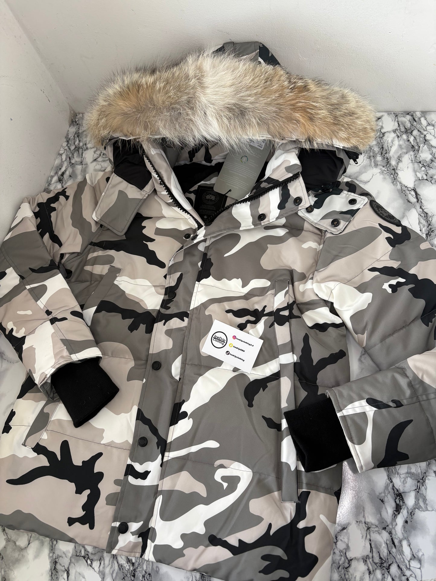 Canada goose white grey camo expedition Wyndham parka