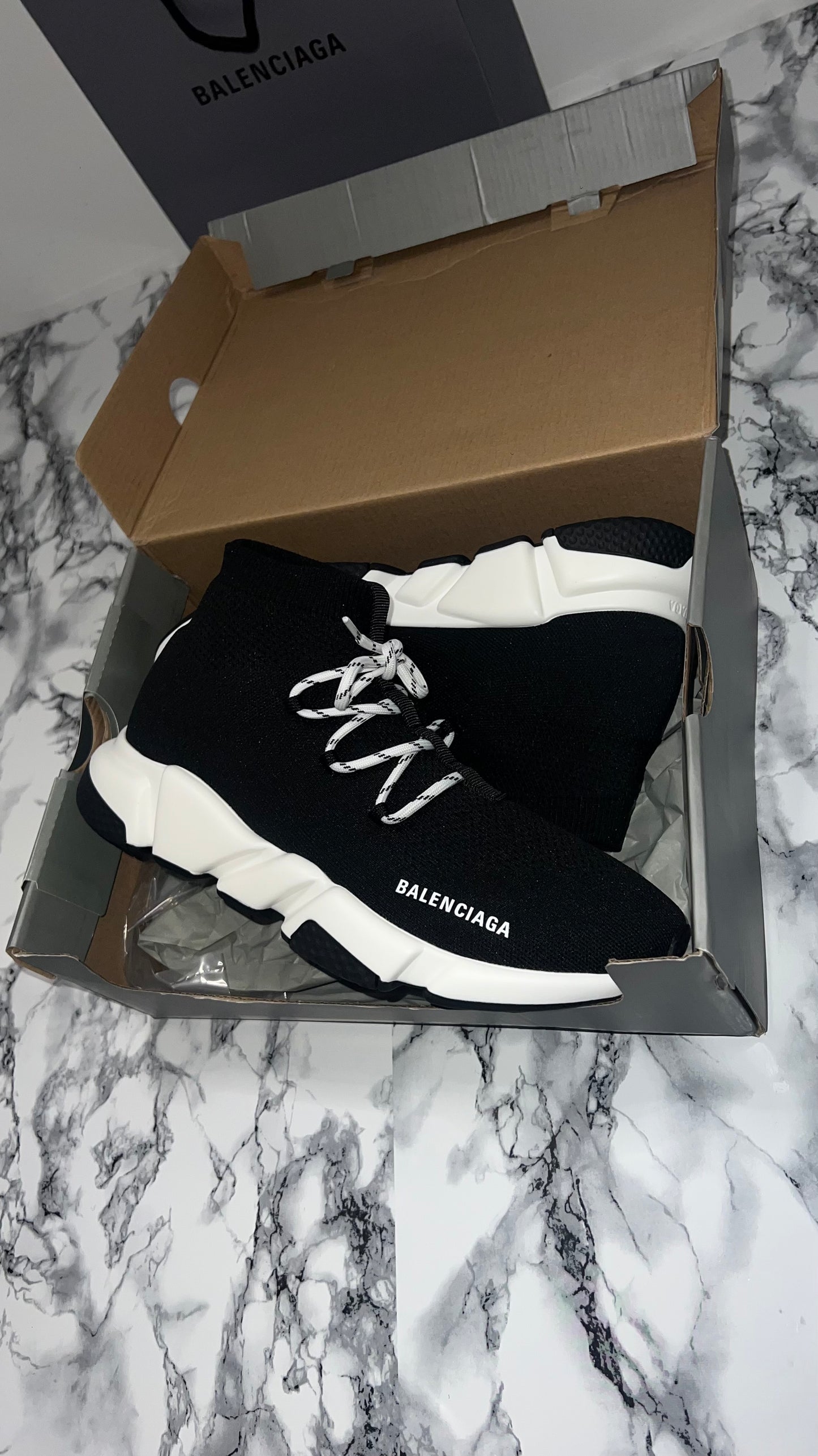 Balenciaga speed lace , black/white