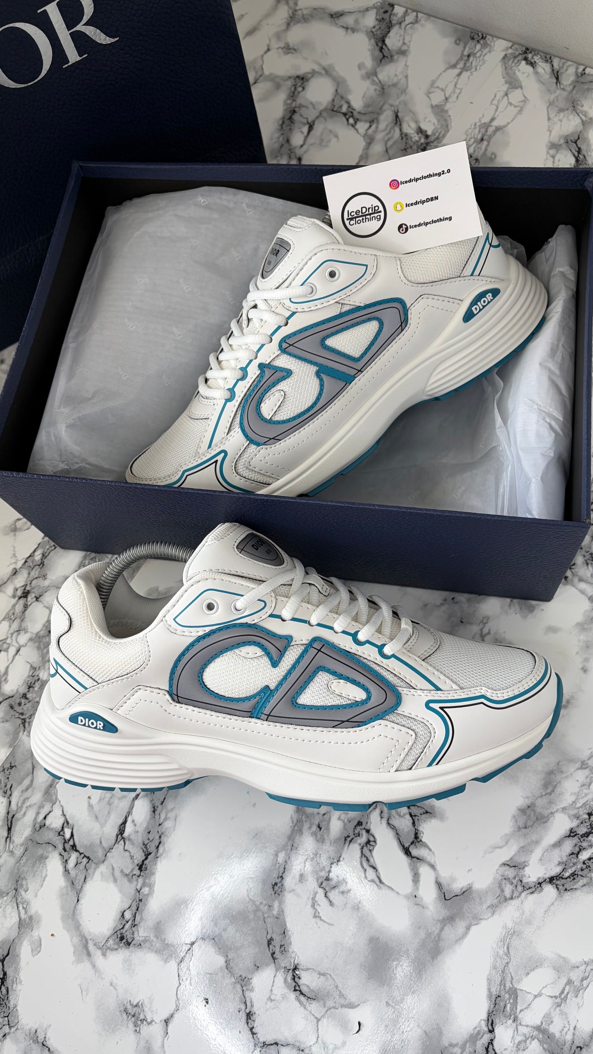 Dior b30 Blue Thread / White